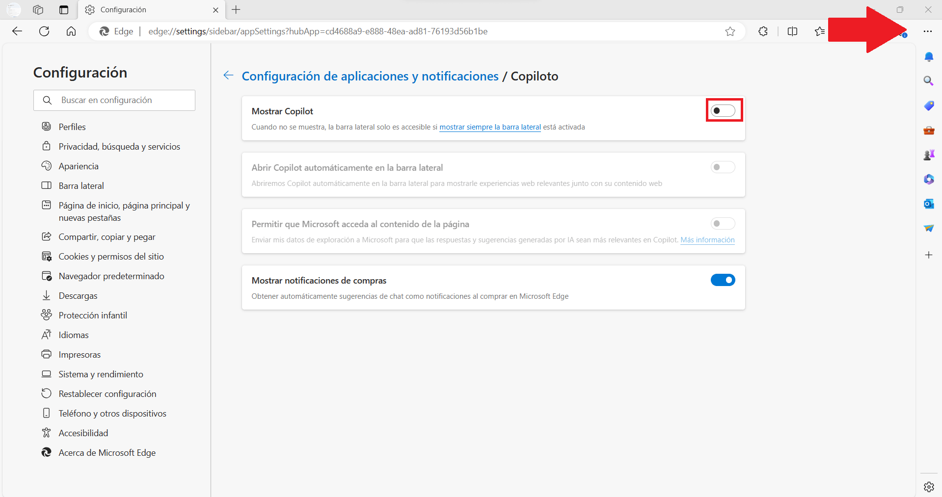 Microsoft Edge como desactivar copilot 