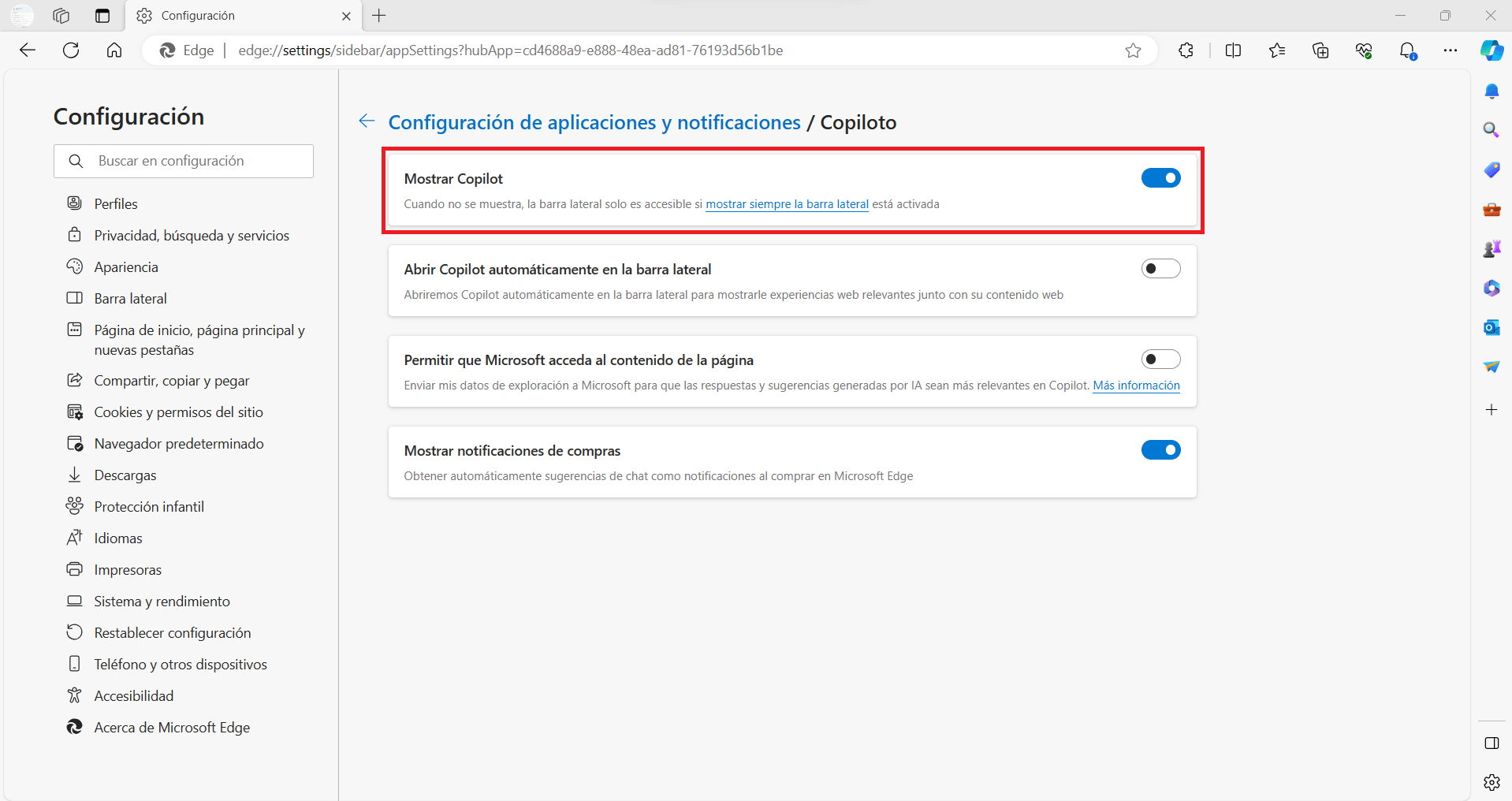 eliminar el botón copiloto de microsoft edge