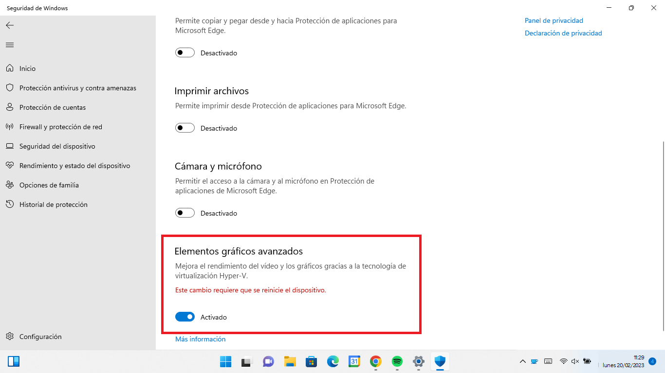 Edge permite activar la proteccion de aplicaciones con los elementos graficos avanzados