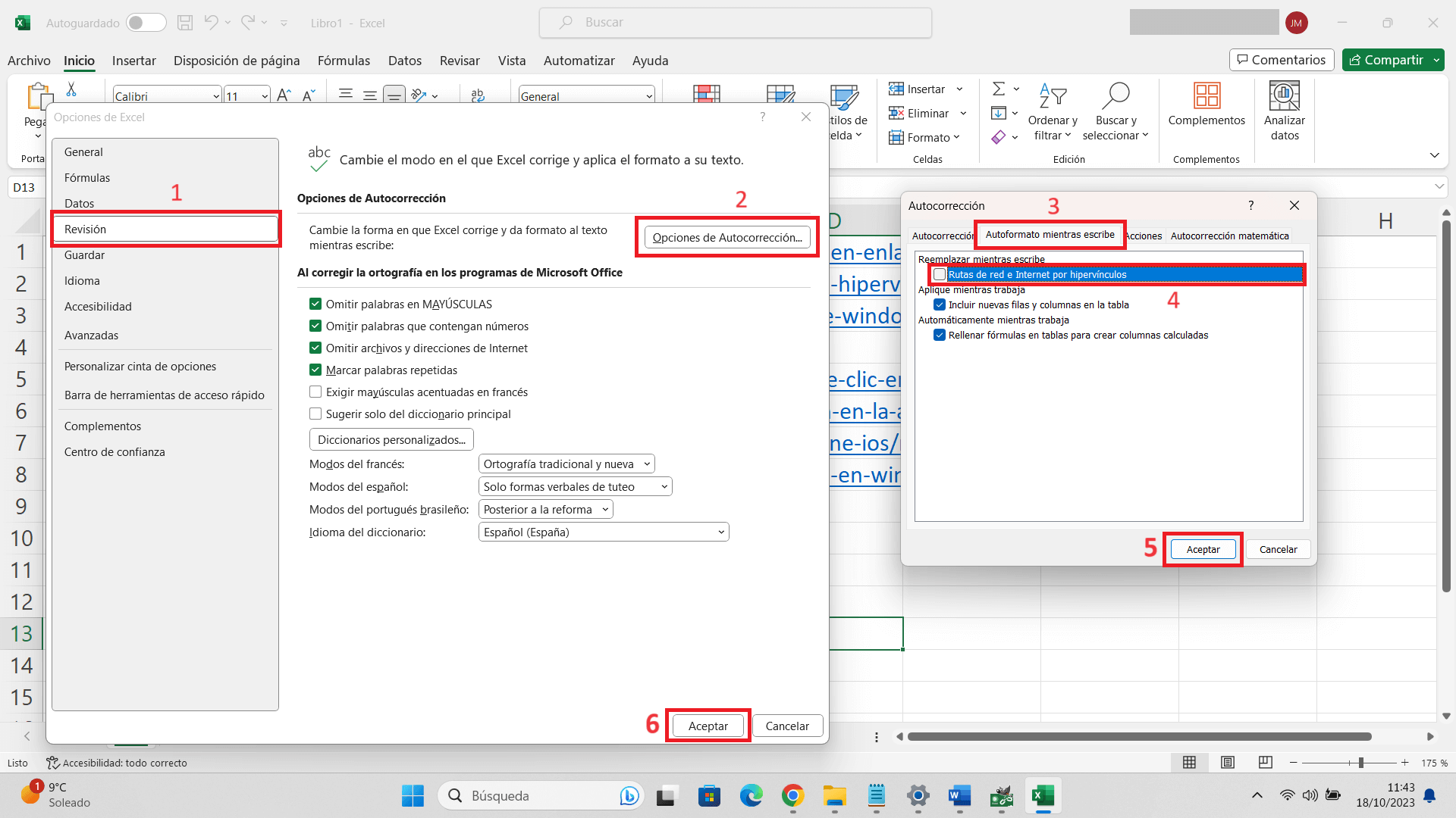 como desactivar los enlaces de las celdas de Excel