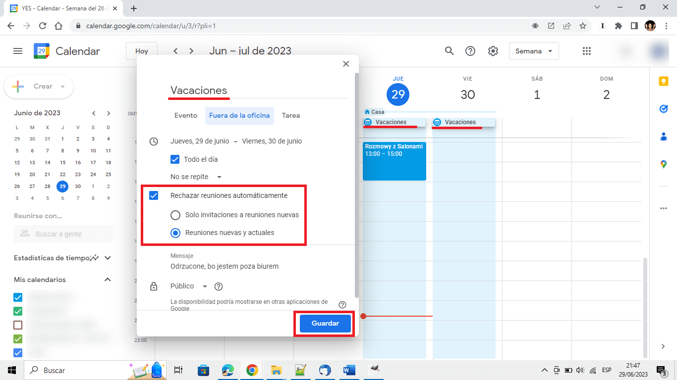 como añadir dias de vacaciones a tu calendario de google