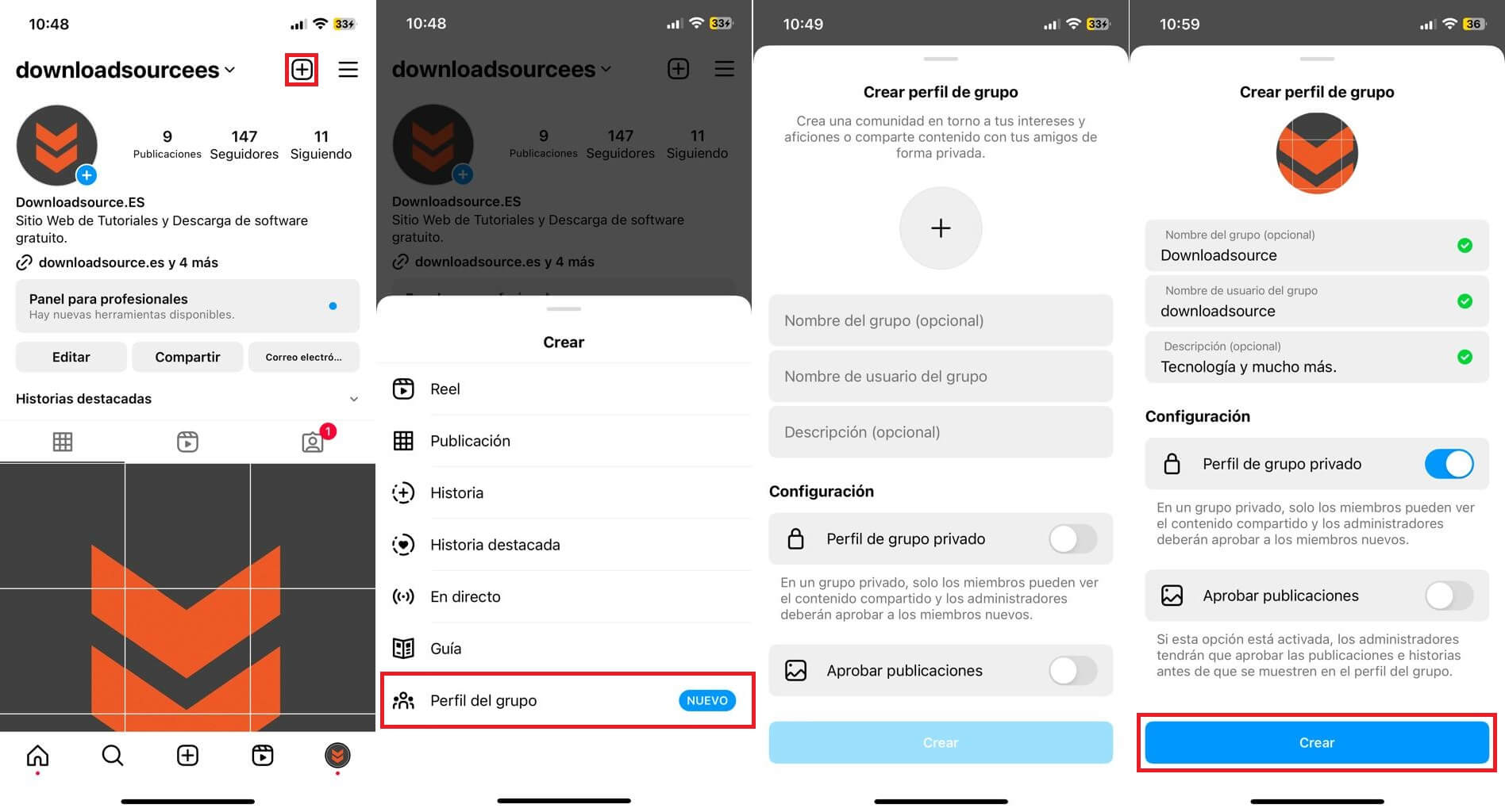 como crear una pagina de grupo en instagram