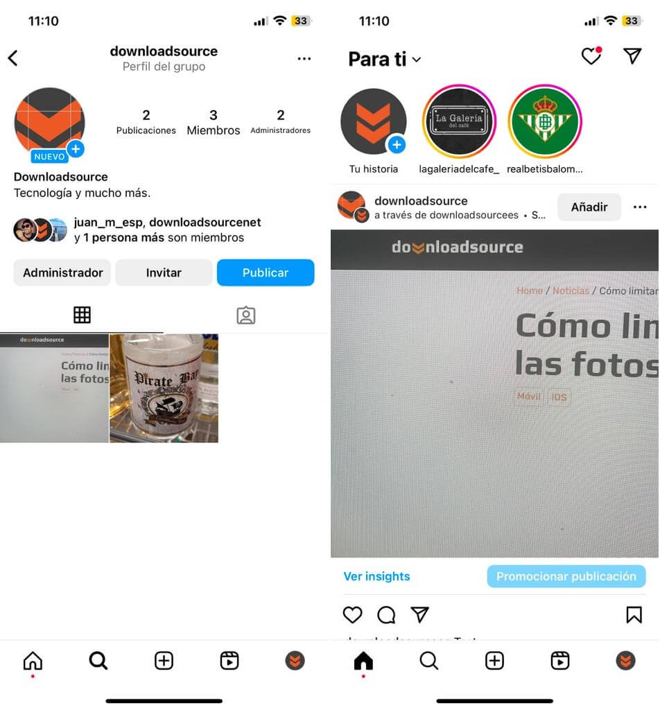 como añadir publicaciones a un perfil de grupo en instagram