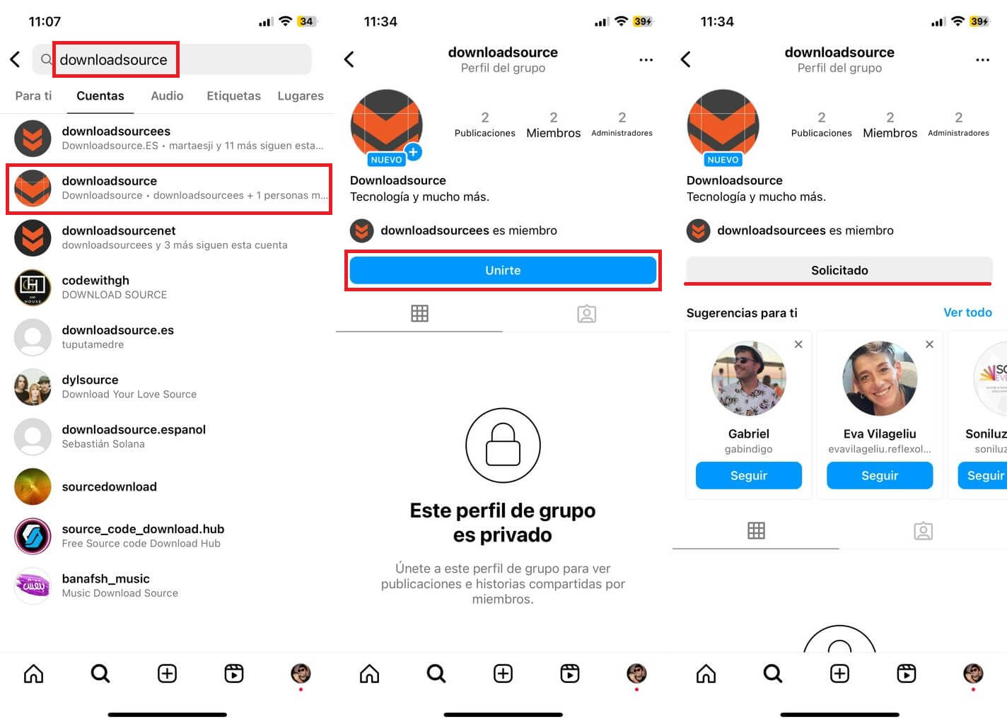 unirse a un pagina de grupo de instagram