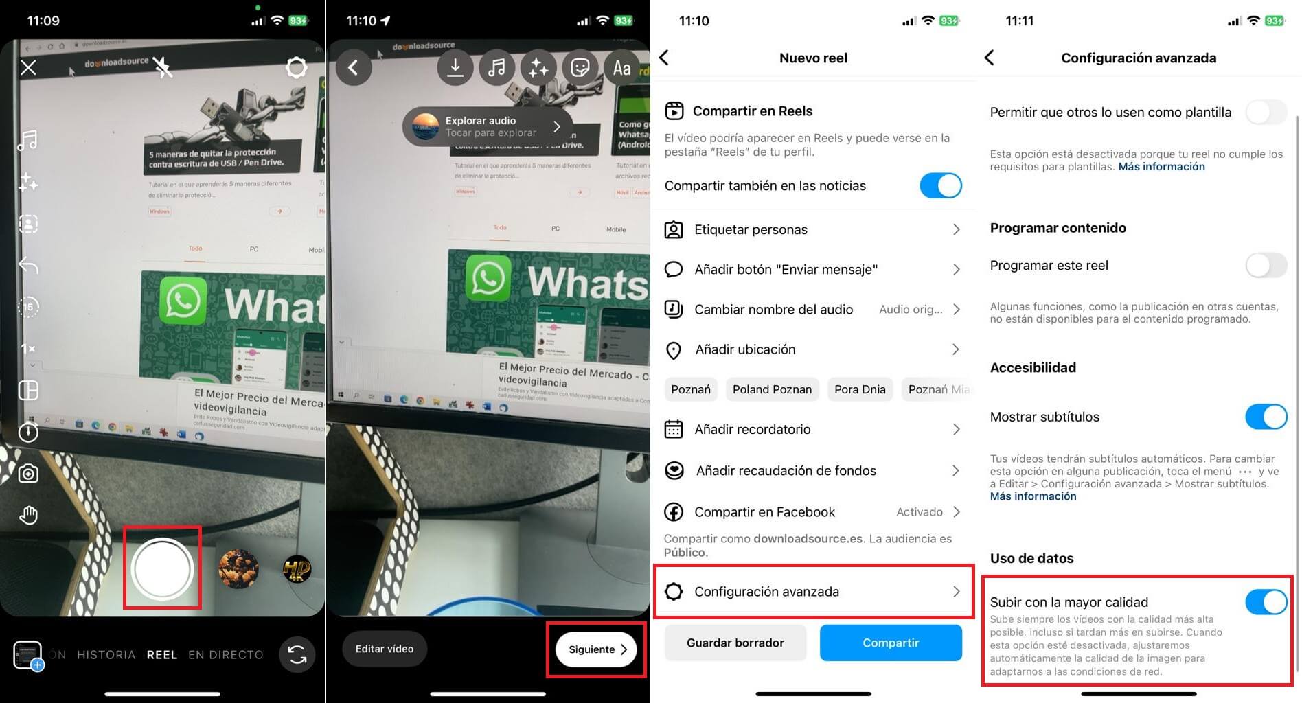 como publicar Reels con la maxima calidad en Instagram iPhone y Android