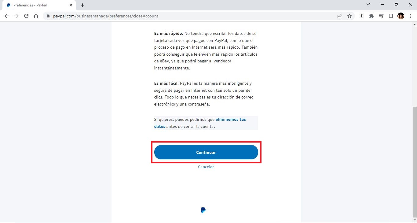 como cerrar tu cuenta de Paypal para negocios