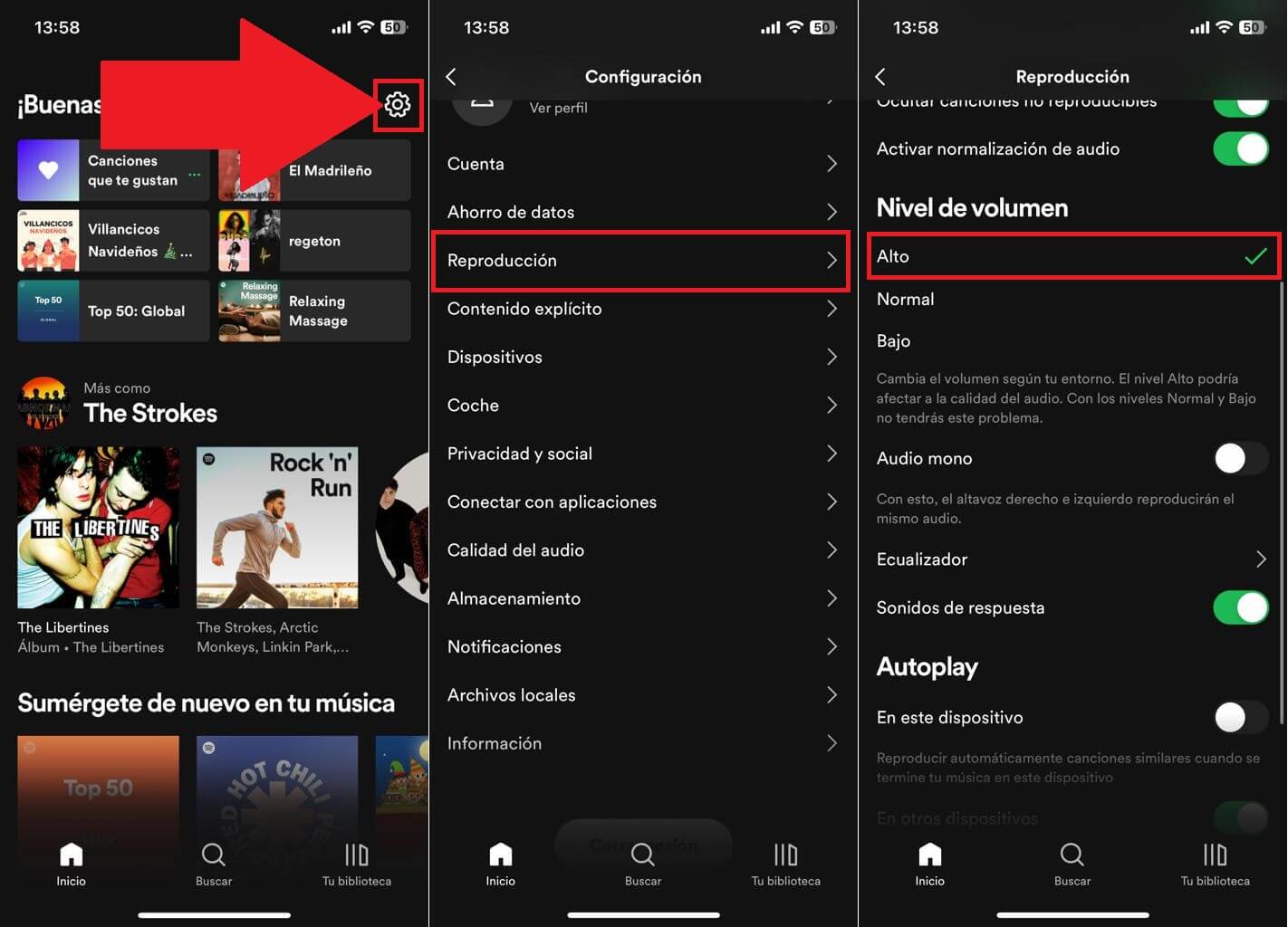 como activar el maximo volumen en spotify