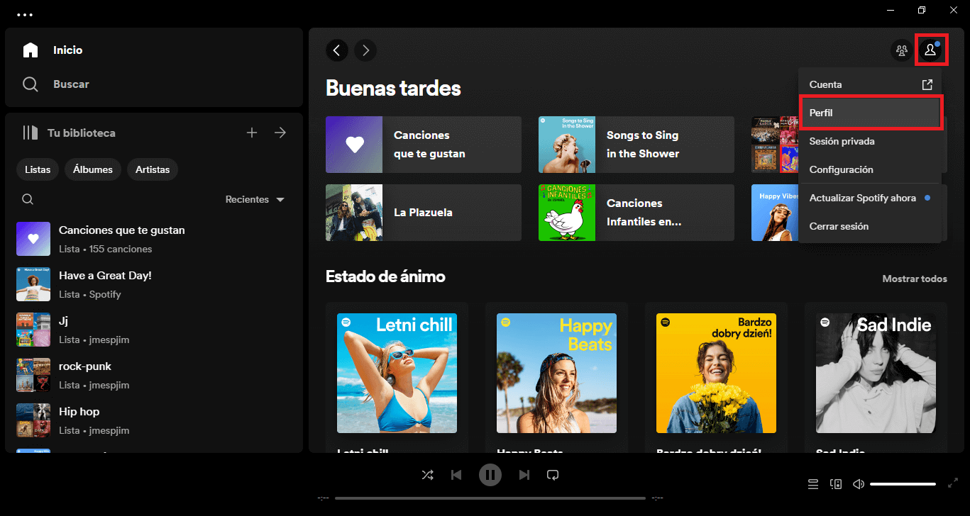 configurar un nuevo perfil de usuario en spotify