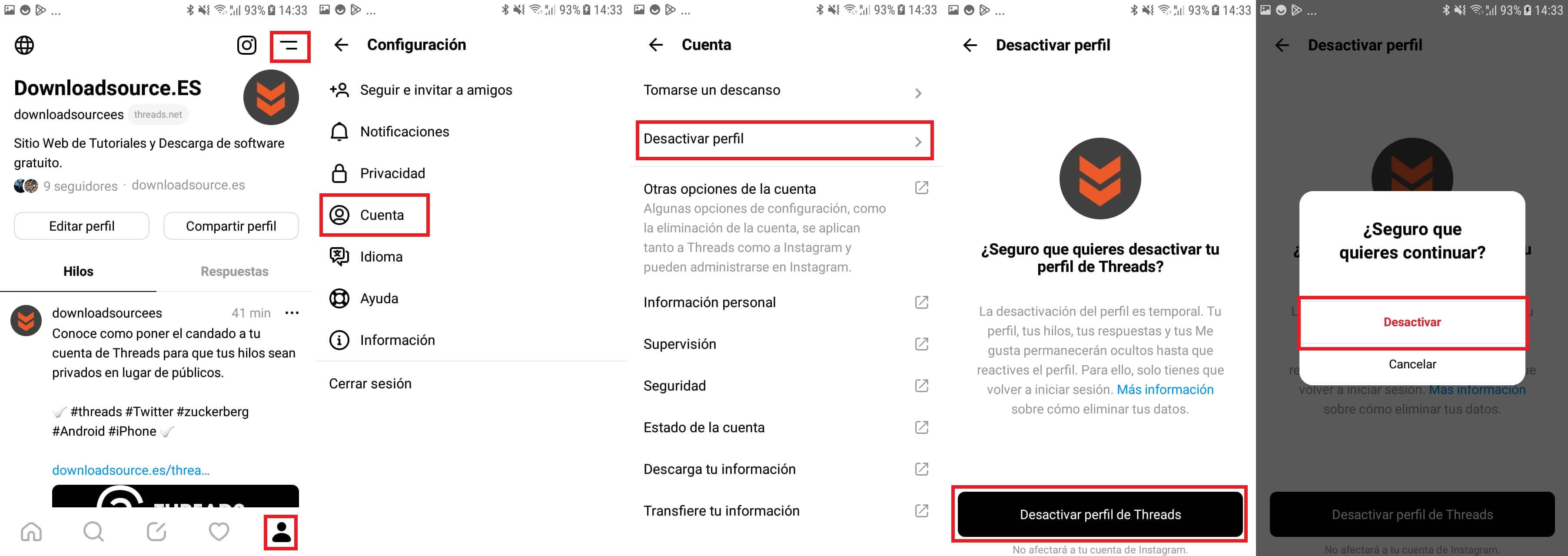 como desactivar tu cuenta de Threads sin borrar instagram