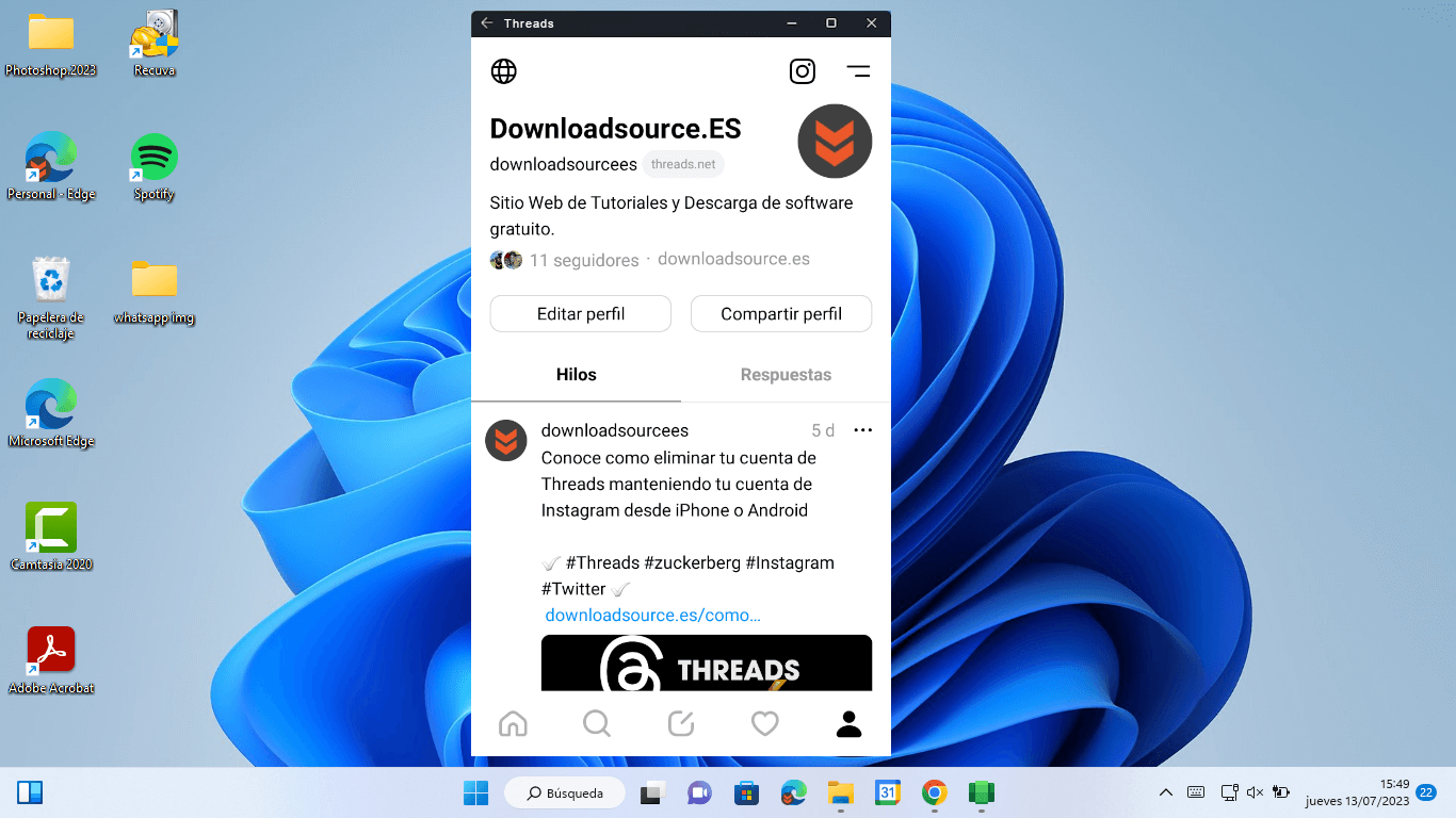 como instalar threads en tu ordenador con Windows