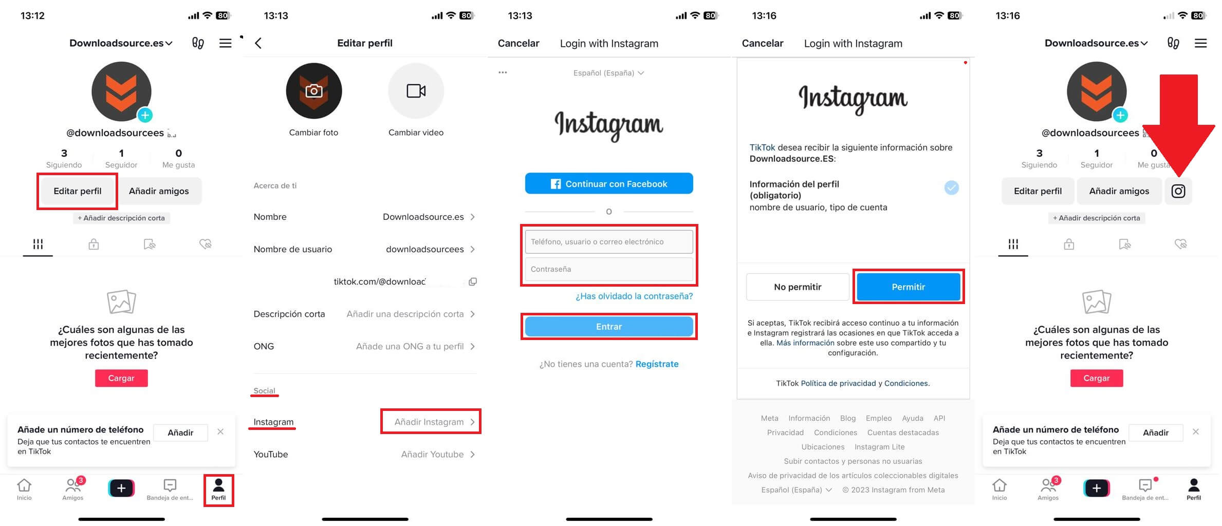 Como vincular tu perfil de Instagram en tu cuenta de Tiktok