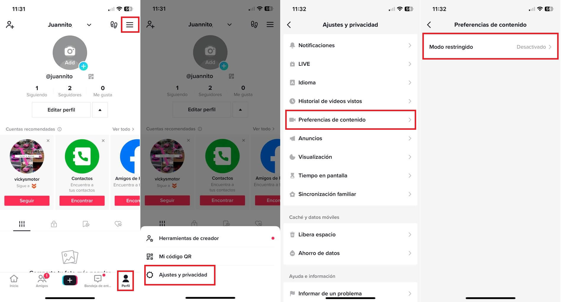 como activar el modo restringido de tiktok