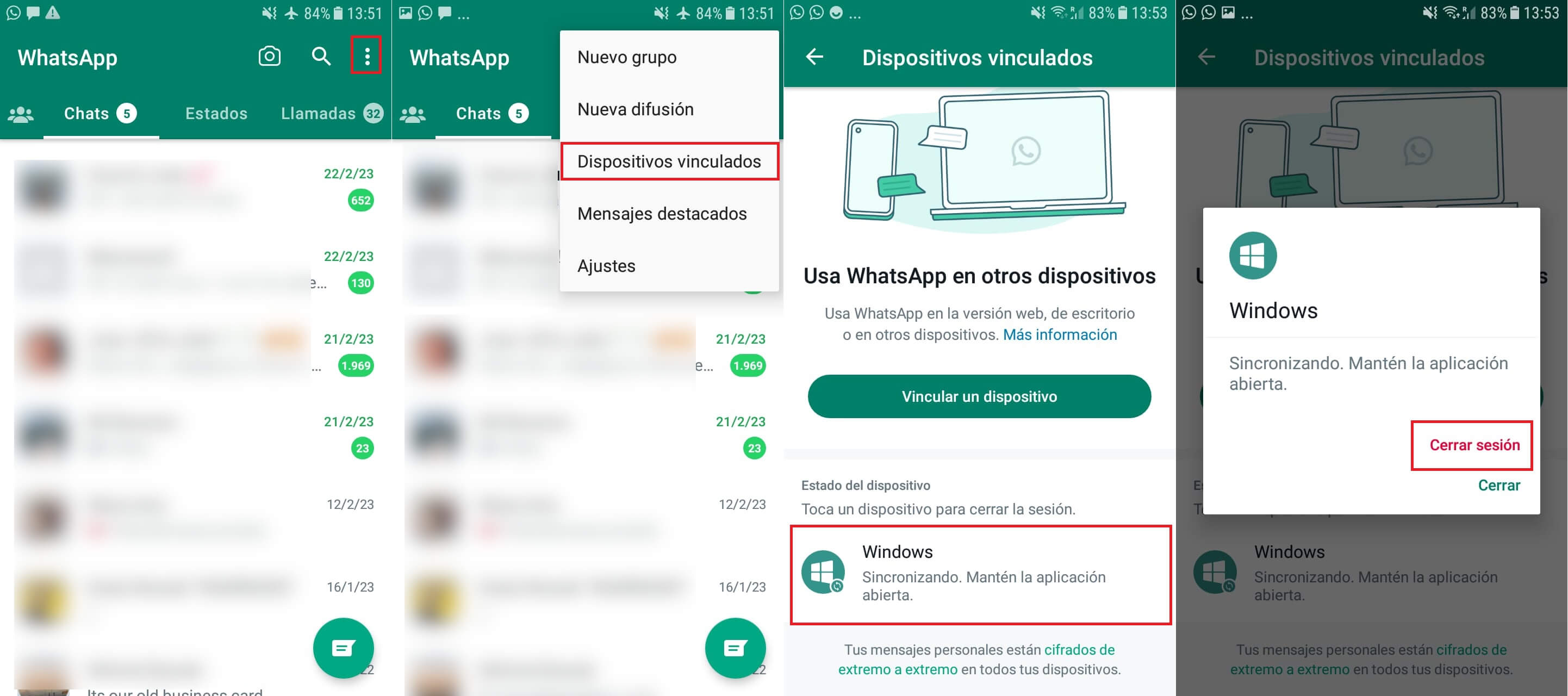 como cerrar sesión de tu cuenta de Whatsapp en otros dispositivos 