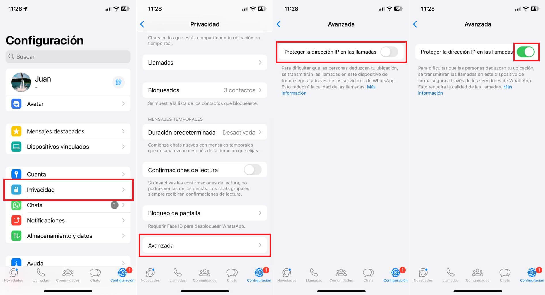 como ocultar la IP y ubicación en llamadas de Whatsapp