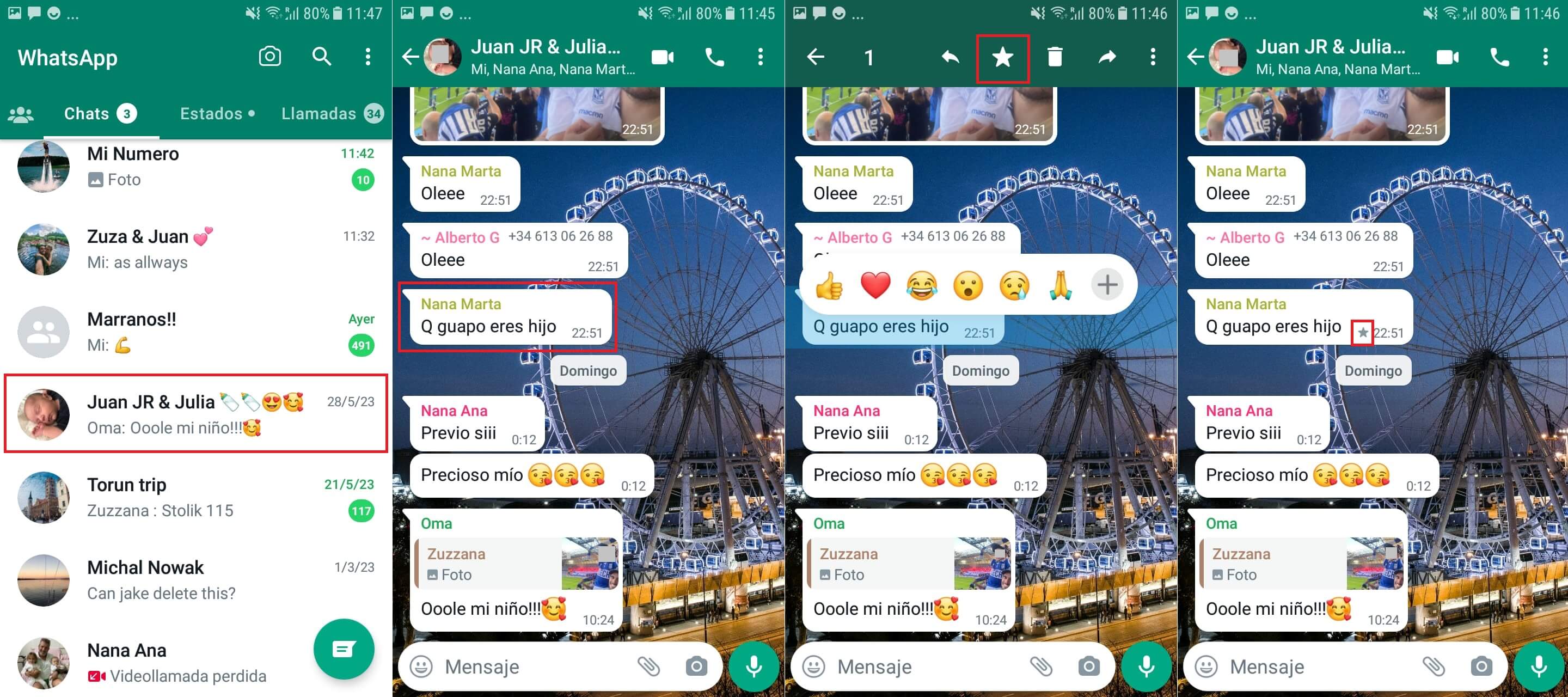 como marcar mensajes como destacados en Android