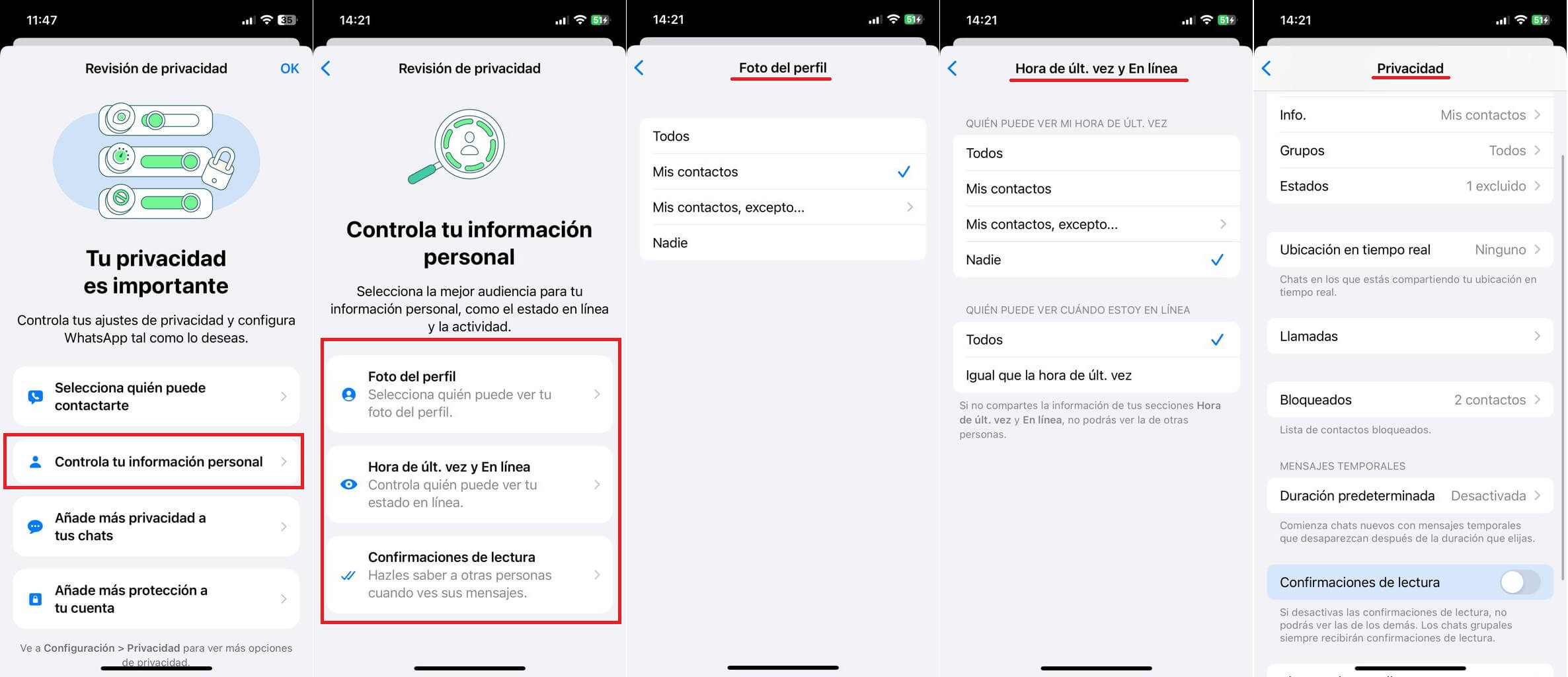 como controlar la revision de privacidad en whatsapp