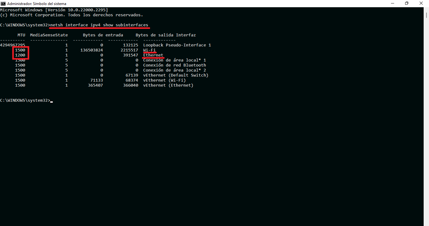 como saber el MTU de tu ordenador con windows 11