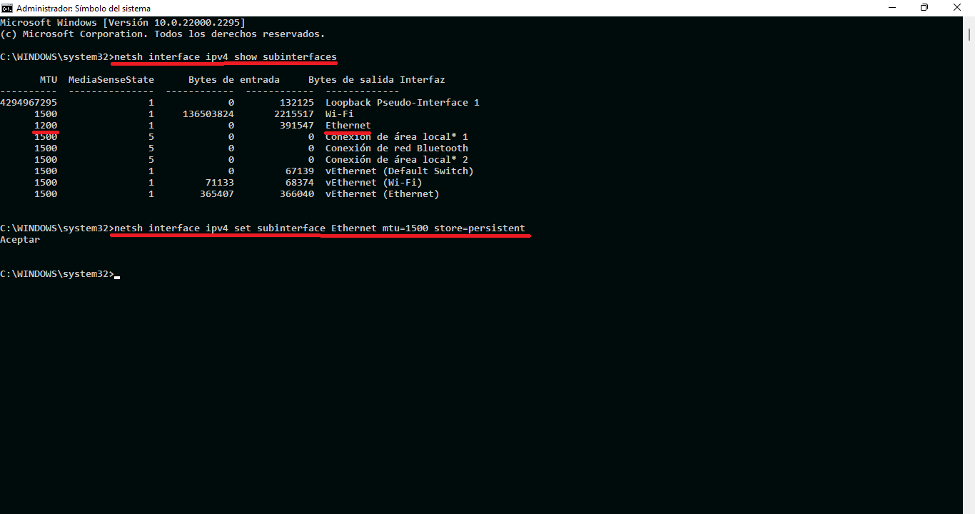 como puedo modificar el MTu de windows 11