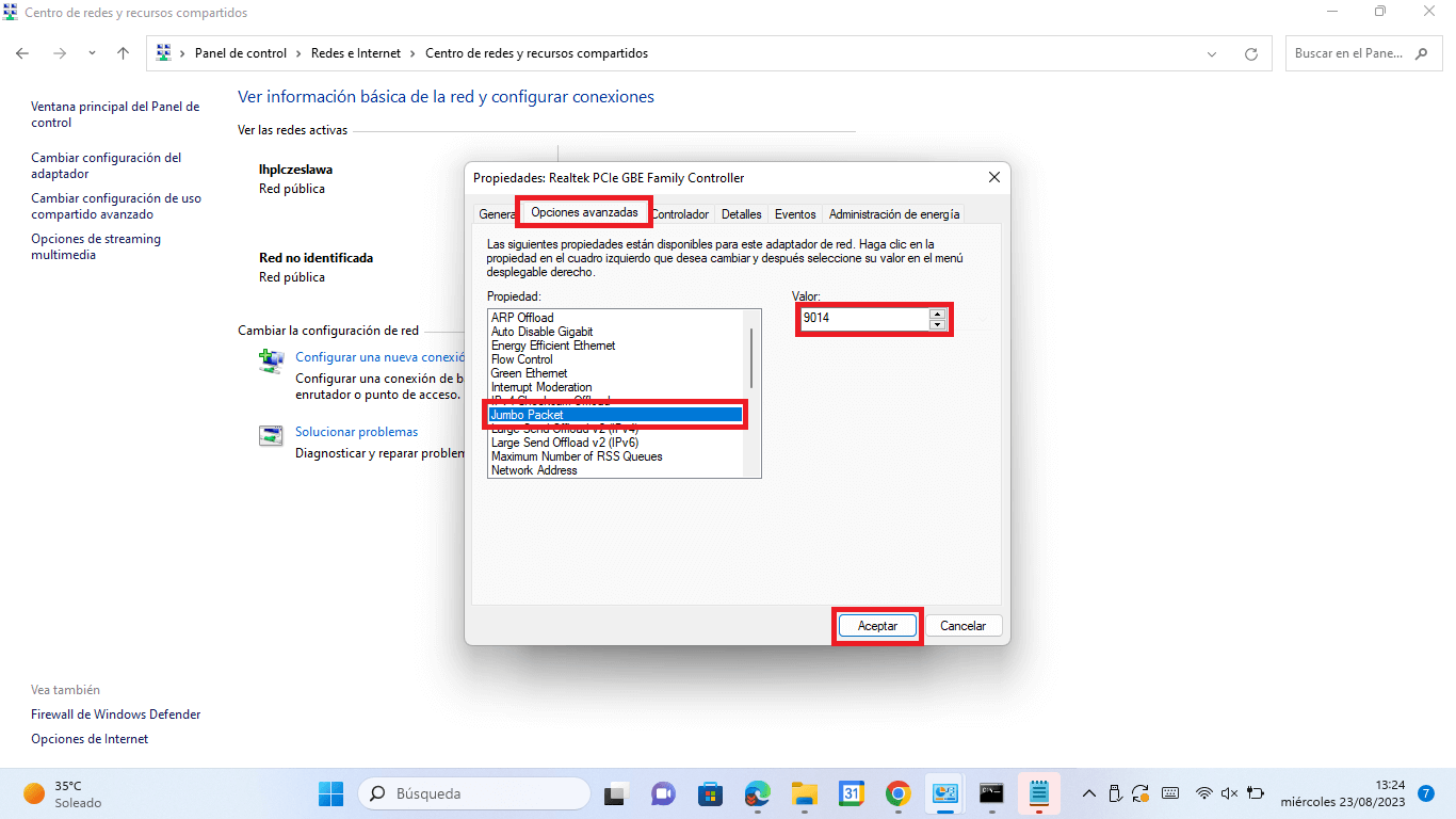 como modificar el MTU de Windows 11