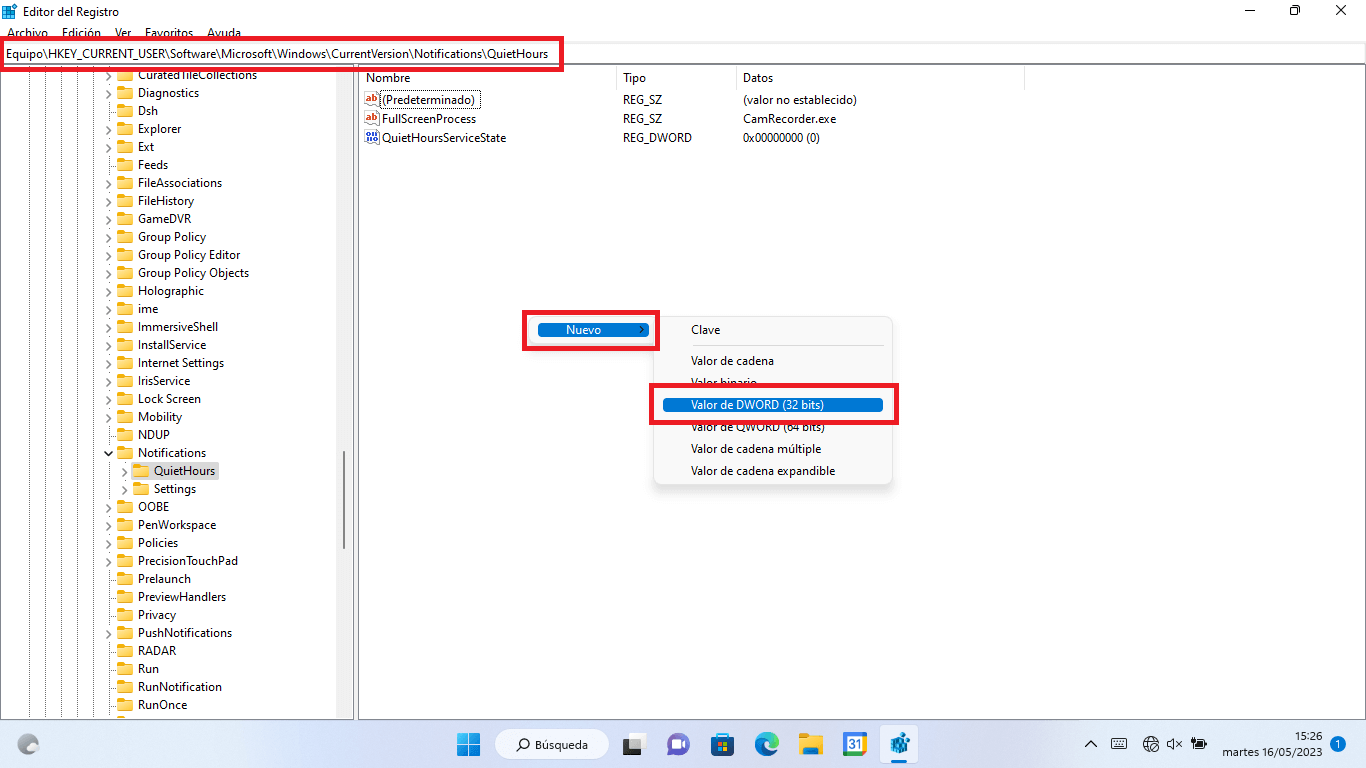 como desactivar el modo no molestar de windows 11