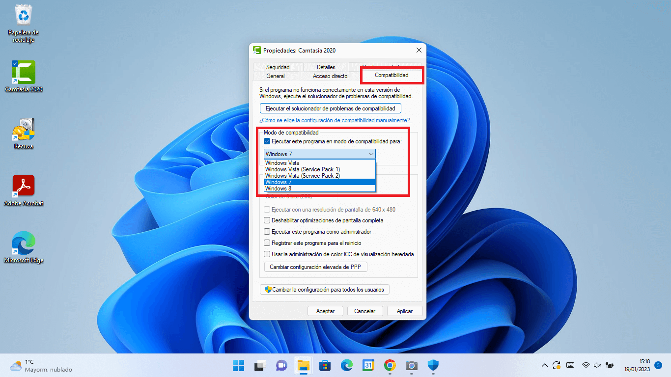 como activar el modo compatibilidad de software en windows 11