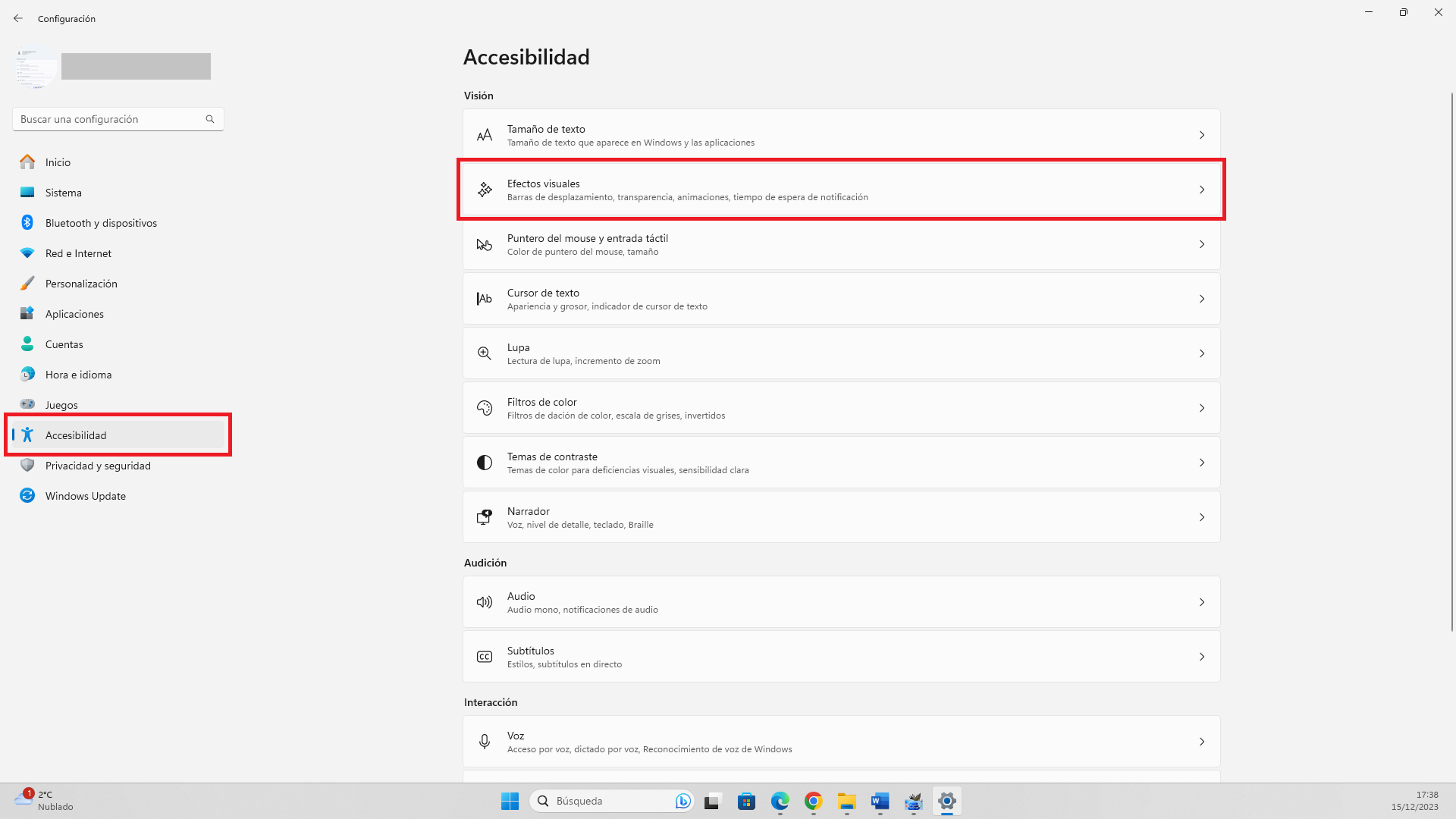 como desactivar las animaciones de windows 11