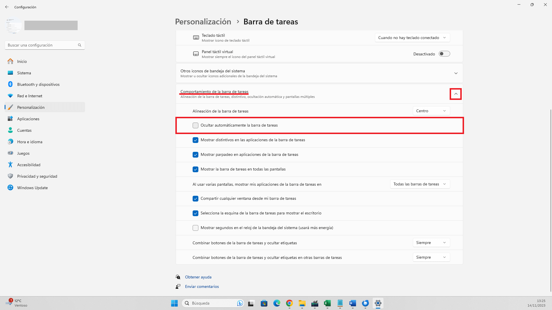 ocultar automáticamente la barra de tareas de windows 11 