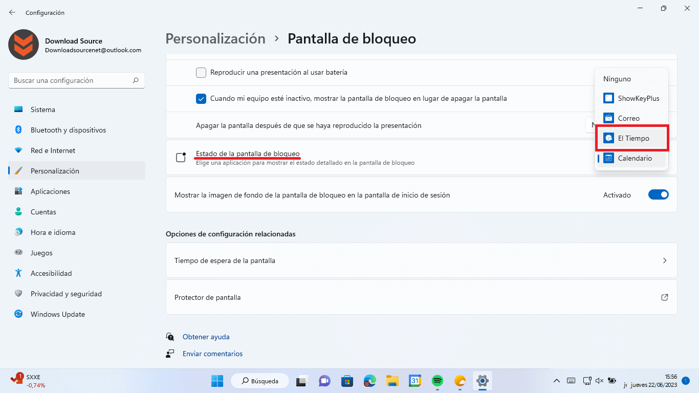 como mostrar el clima en la pantalla de bloqueo de windows 11