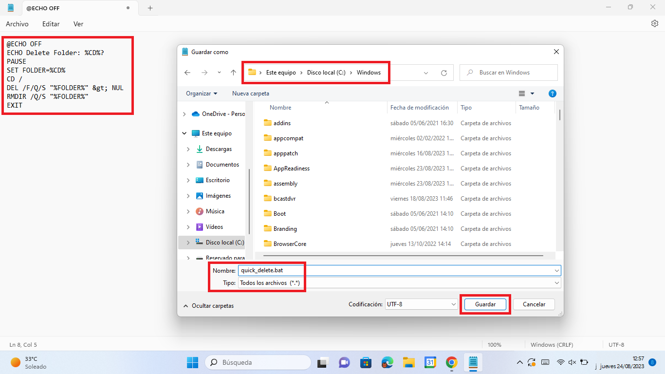 eliminar rapidamente carpetas de gran tamaño en windows 11