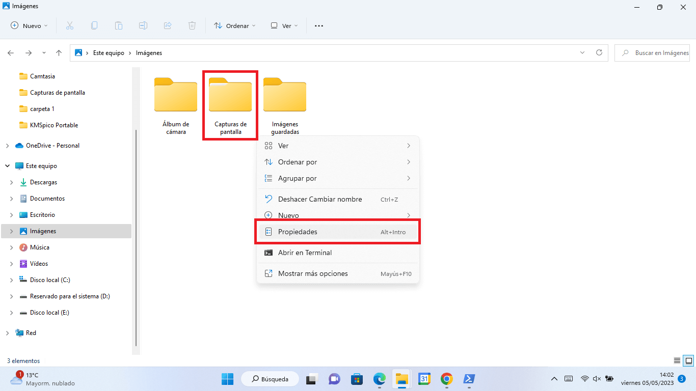 como cambiar la ubicación en la que se guardarán las capturas de pantalla en Windows 11