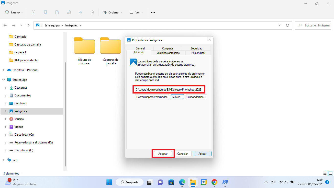 como cambiar la carpeta en la que se guardan automáticamente las capturas de Windows 11