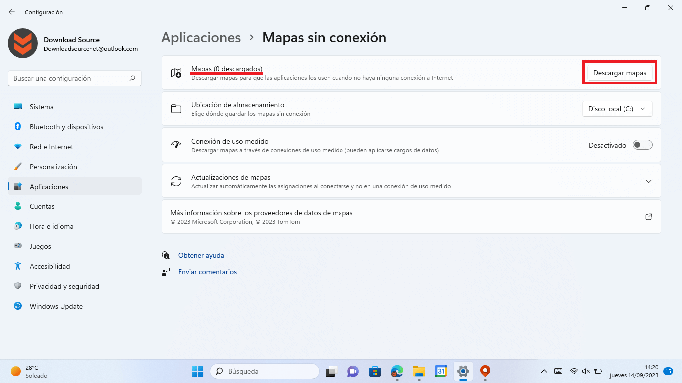 descarga mapas en windows 11