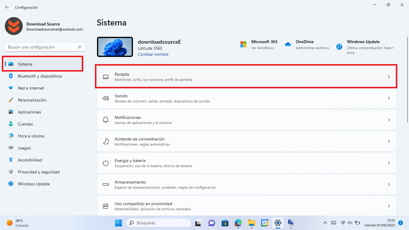 saber las caracteristicas del monitor conectado a tu ordenador con windows 11