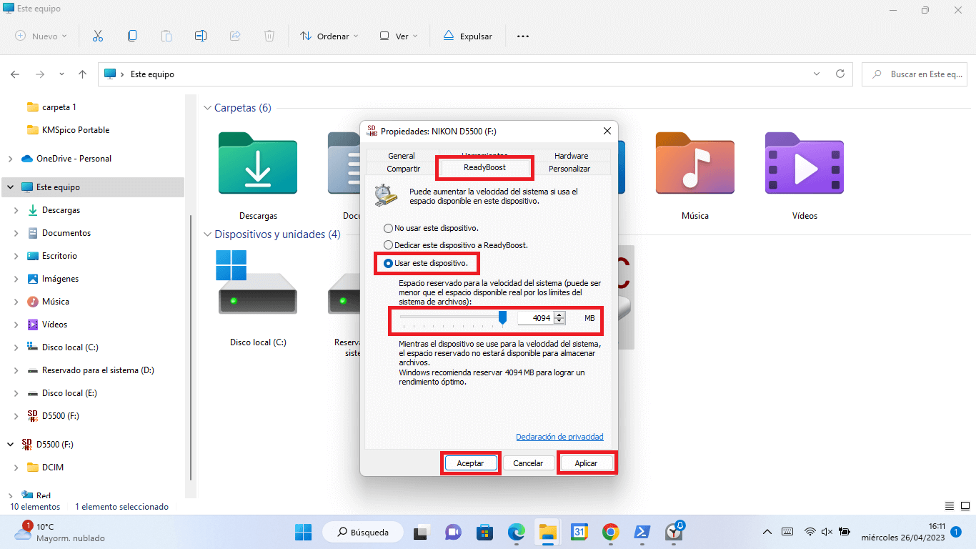 como activar y usar la funcion readyboost en windows 11