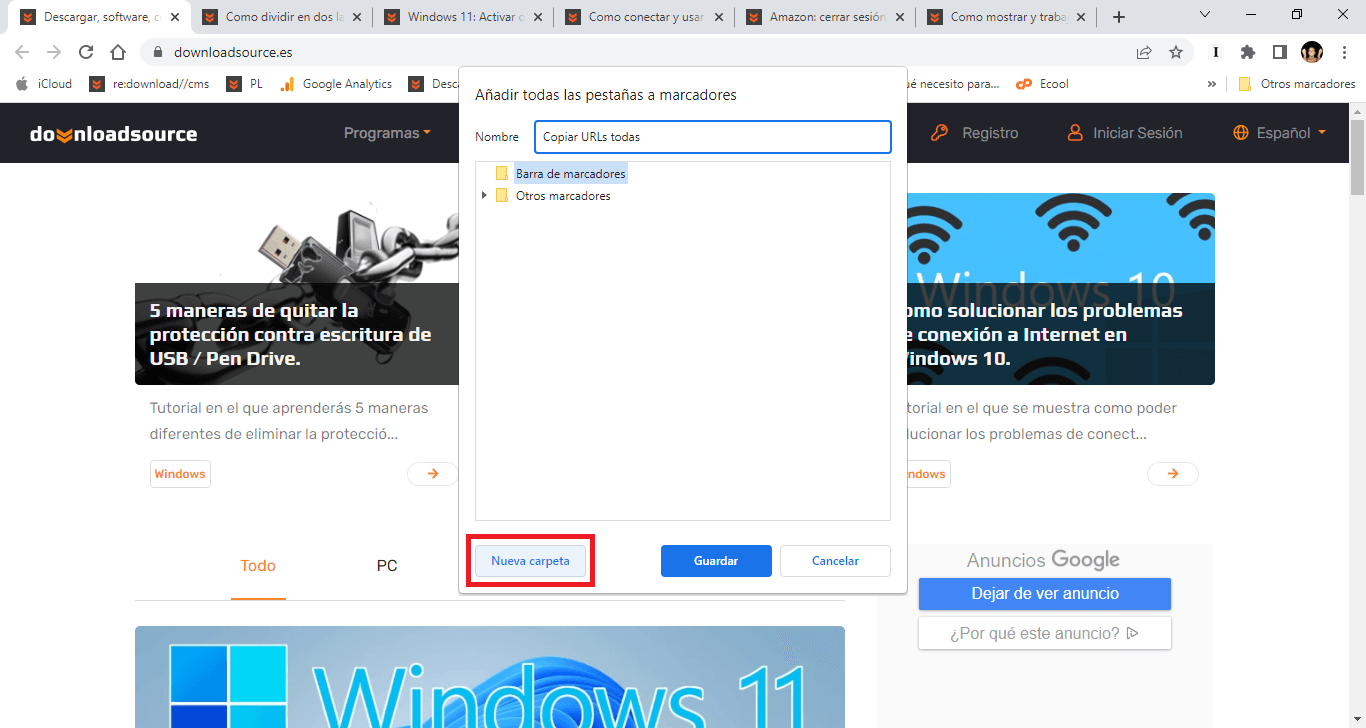 copiar y pegar todas las urls abiertas en tu navegador chrome