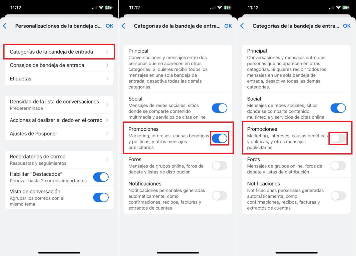 gmail permite desactivar el buzon promociones de gmail