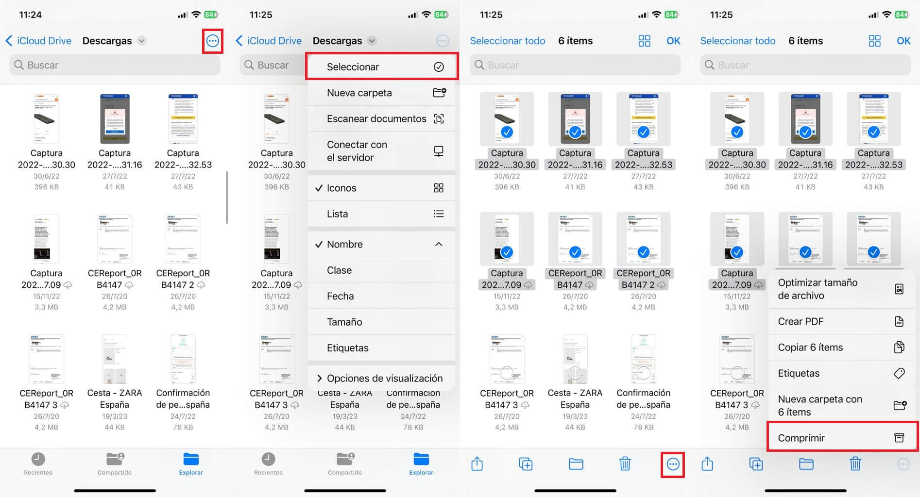 como comprimir archivois en un zip desde iPhone