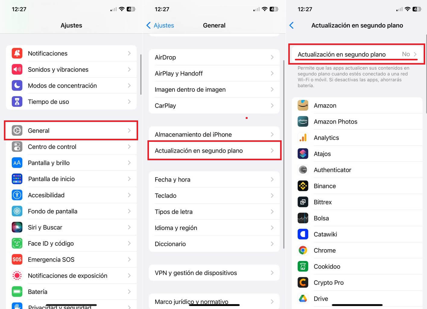 iPhone te permite desactivar la actualización de apps en segundo plano