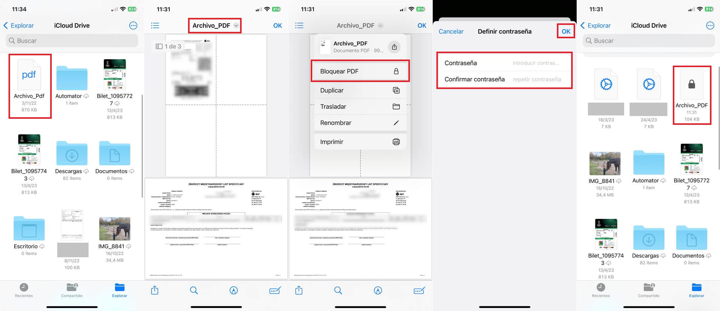 como poner contraseña a un pdf de tu iPhone