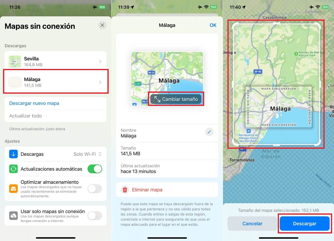 como actualizar los mapas descargados en la app Mapas de Apple