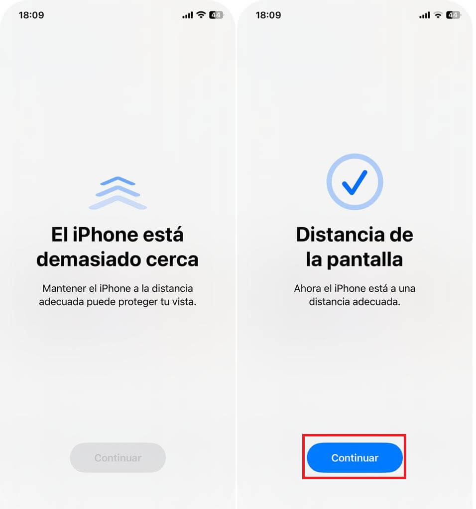 el iphone esta demasiado cerca de tus ojos