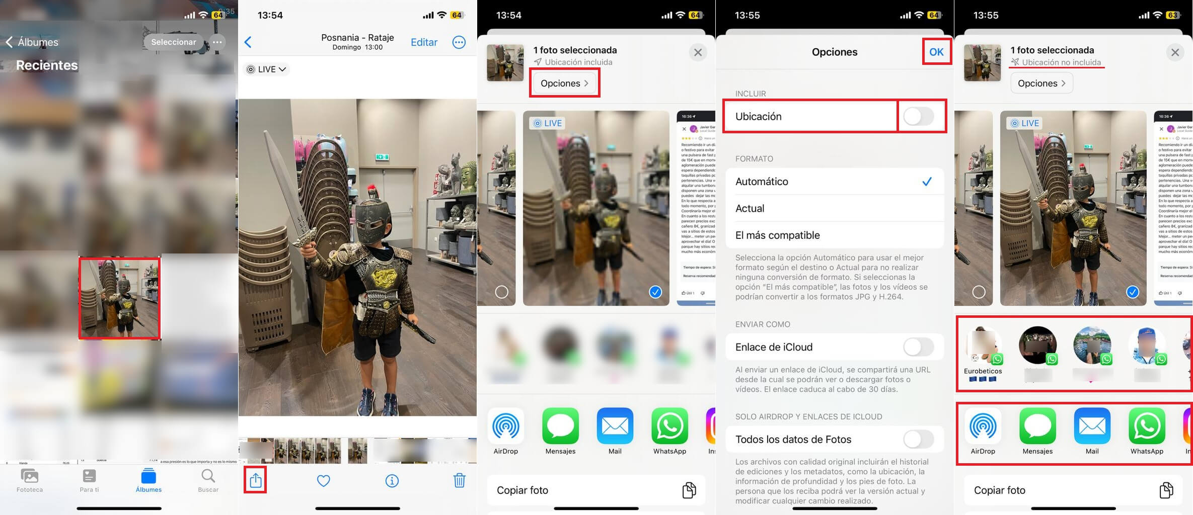 como compartir las fotos de iPhone sin ubicación o localización 