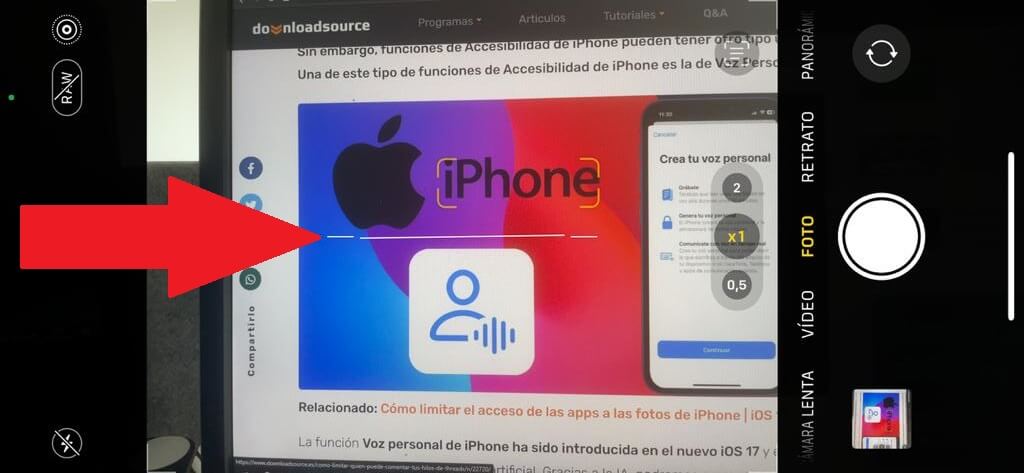 como hacer uso de la barra de nivel en la camara de iPhone