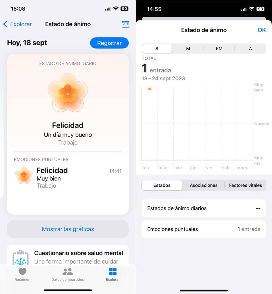 La app salud de iPhone incorpora funciones de salud mental