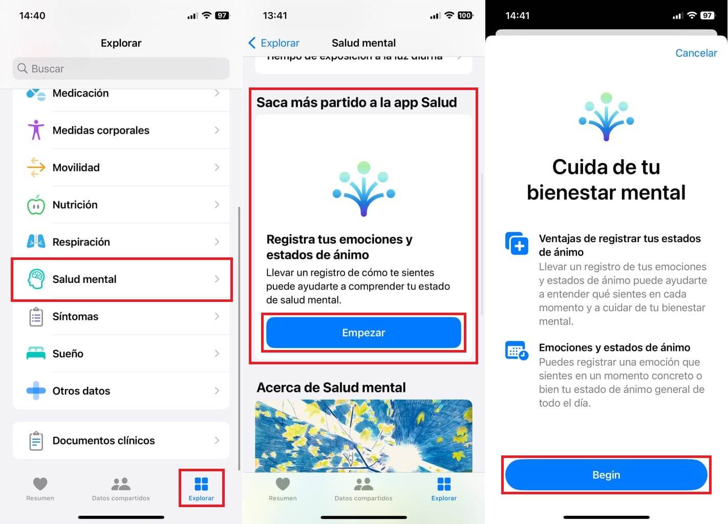 Mejora tu bienestar mental con la app salud de iPhone